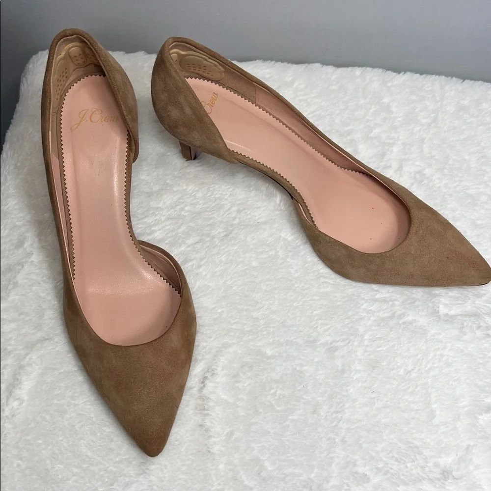 J. Crew Colette D'Orsay Suede Ashen Brown Pumps Made in Italy Sz 8.5